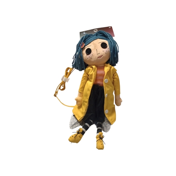 Spirit Coraline Plush Crossbody, So Cute!! Button Up Raincoat! Key Zipper, NWT - Picture 1 of 8